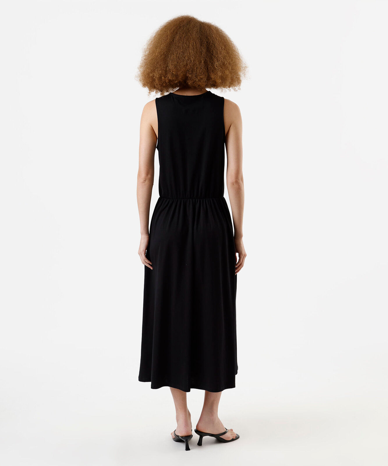 vestido midi feminino de algodão básico preto