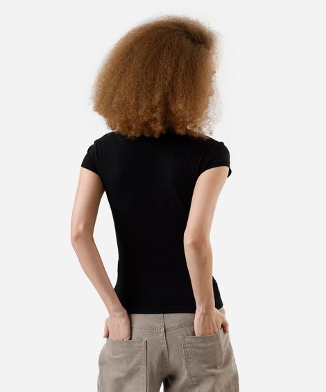 blusa básica feminina de algodão preta