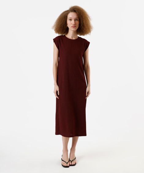 vestido midi feminino muscle tee texturizado vinho