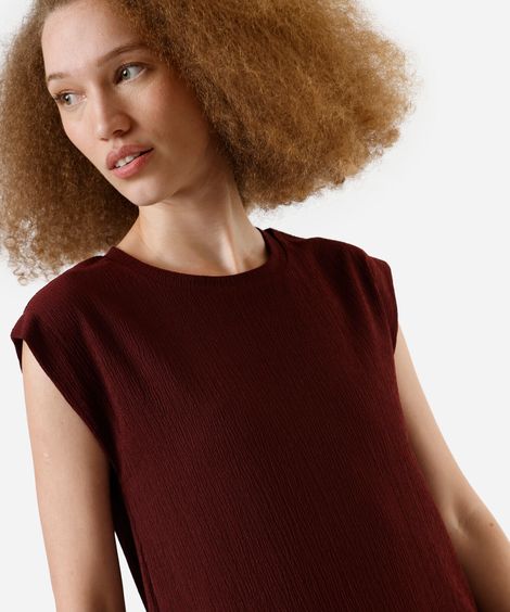 vestido midi feminino muscle tee texturizado vinho