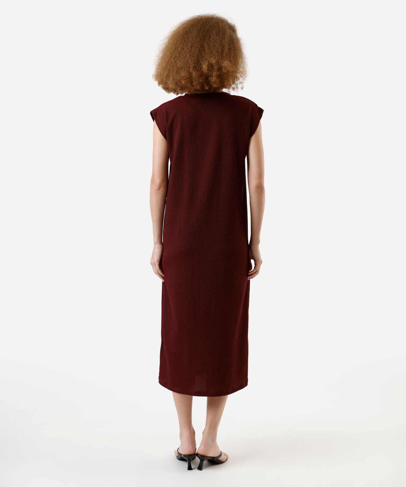 vestido midi feminino muscle tee texturizado vinho