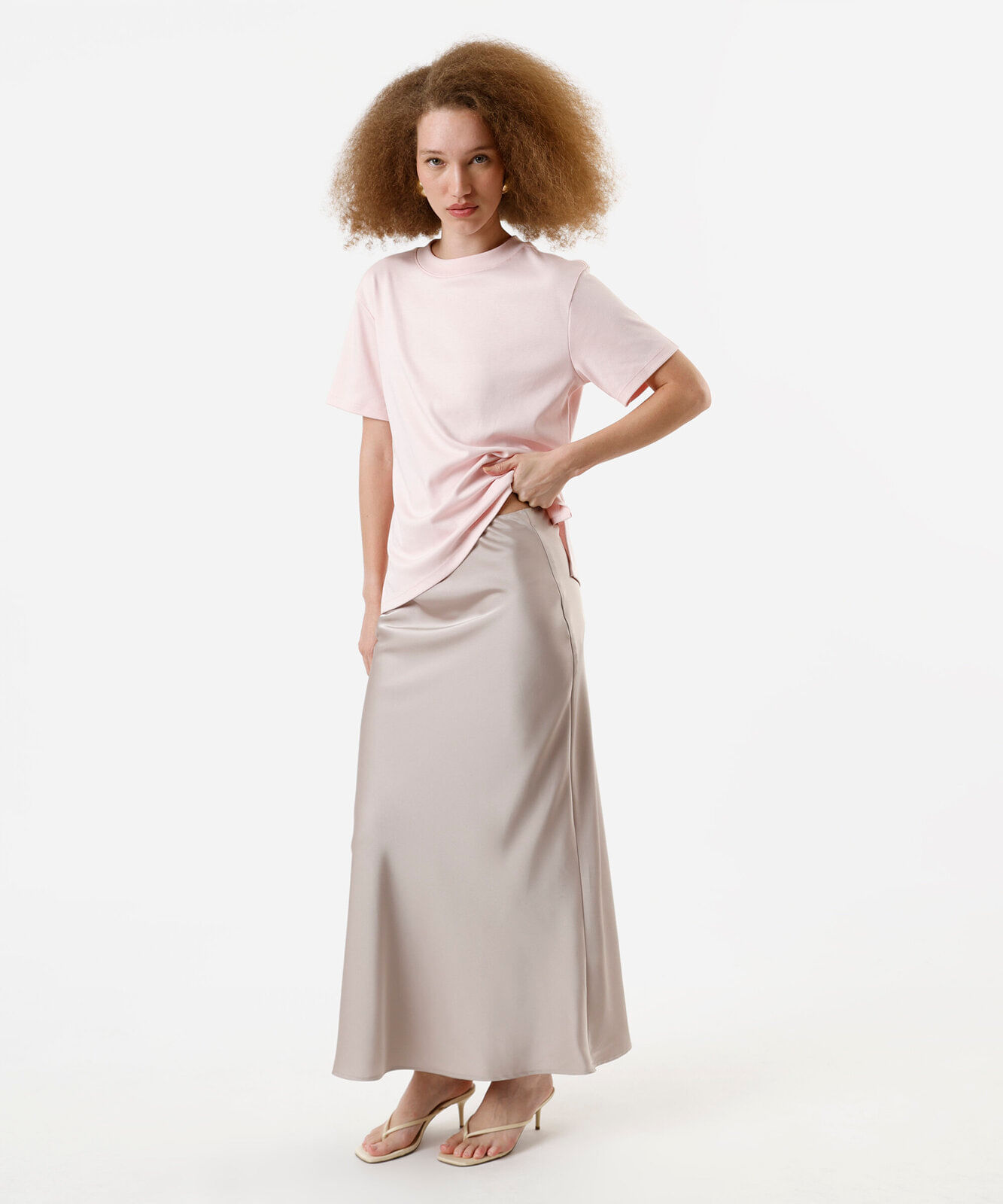 camiseta oversized feminina de algodão peruano interlock rosa