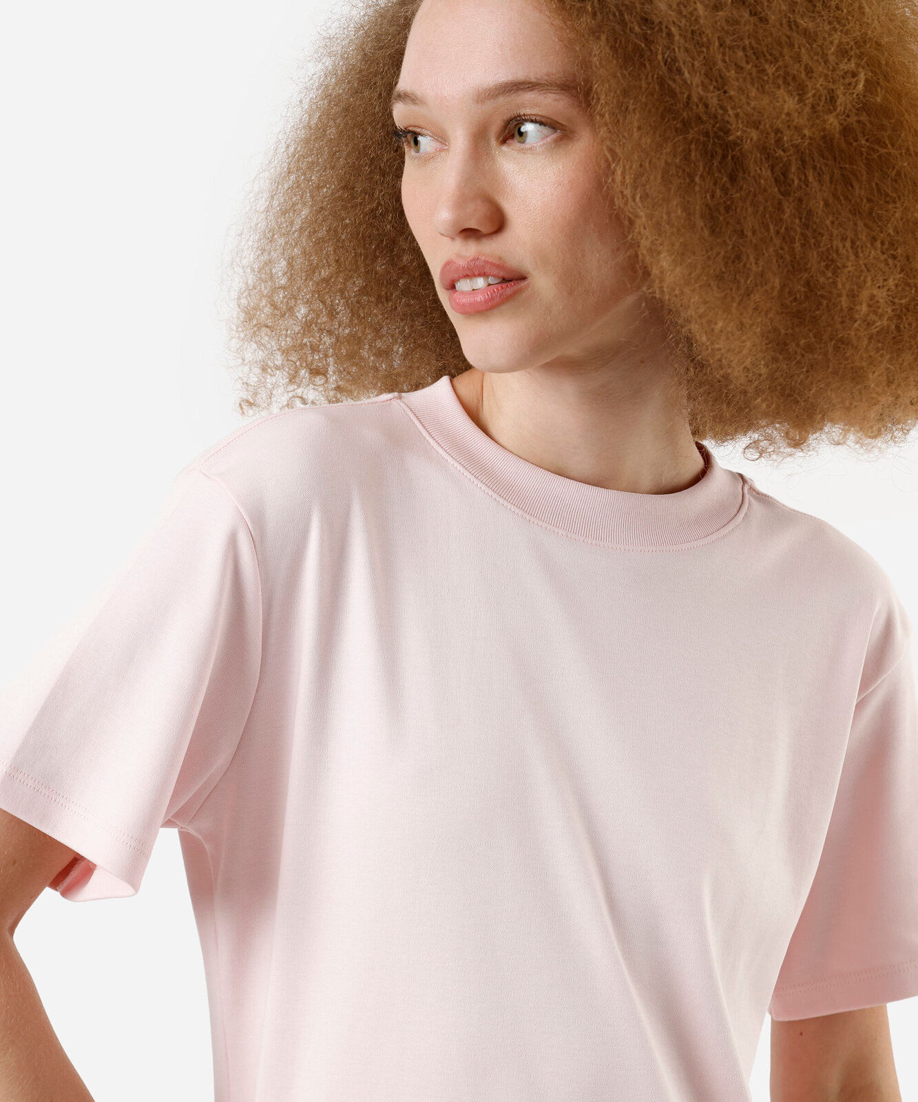 camiseta oversized feminina de algodão peruano interlock rosa