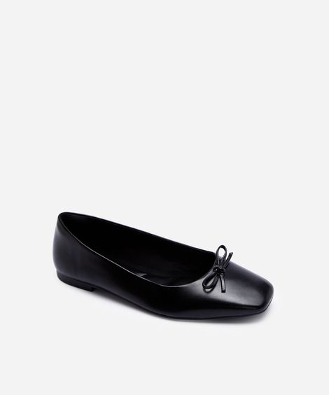 sapatilha bico quadrado com laço via uno preta
