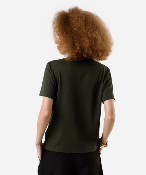 camiseta básica feminina de algodão peruano verde
