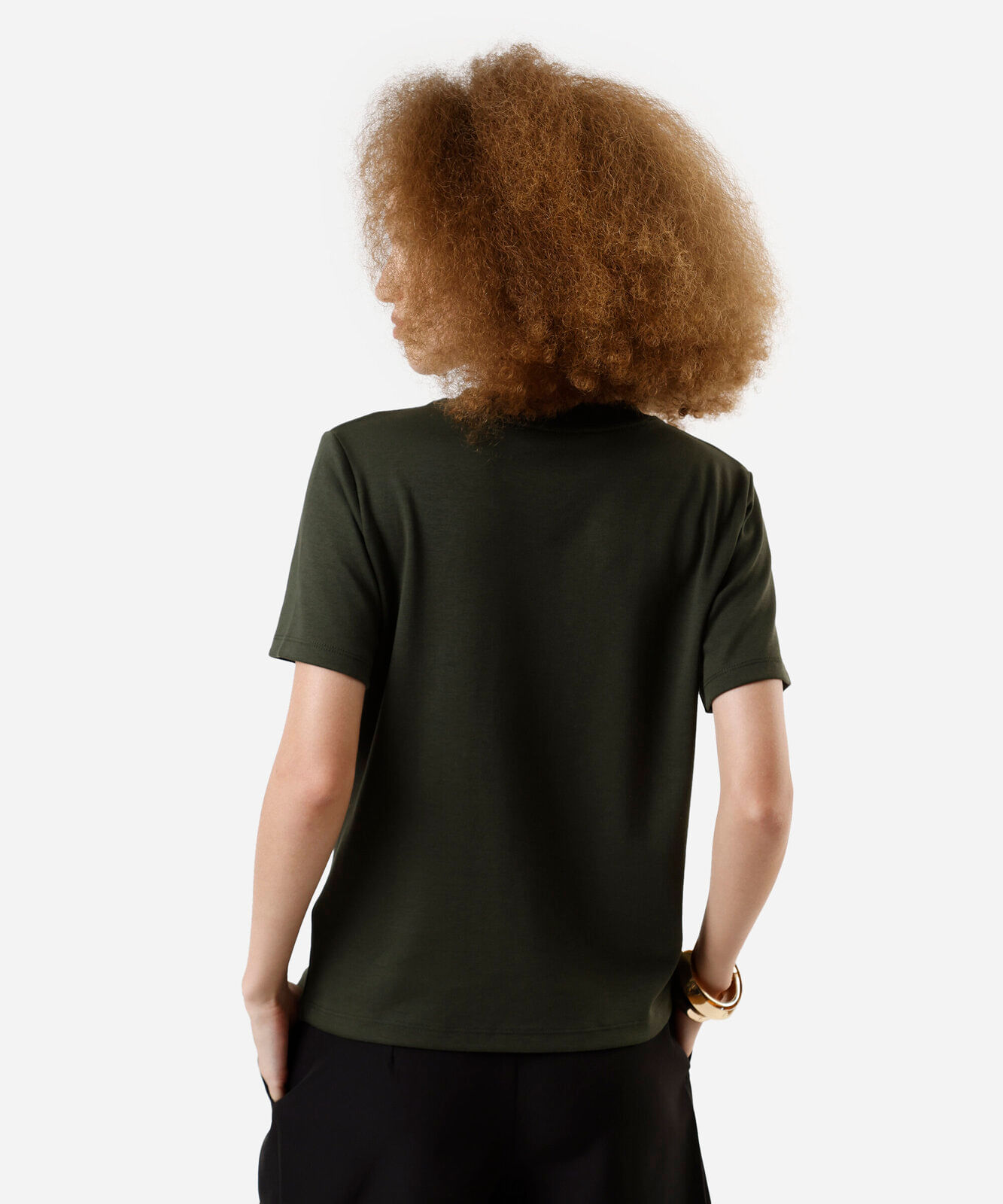 camiseta básica feminina de algodão peruano verde