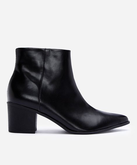 bota western cano curto bico fino preta