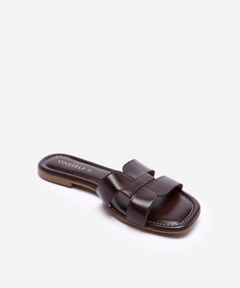 rasteirinha feminina com recorte oneself marrom