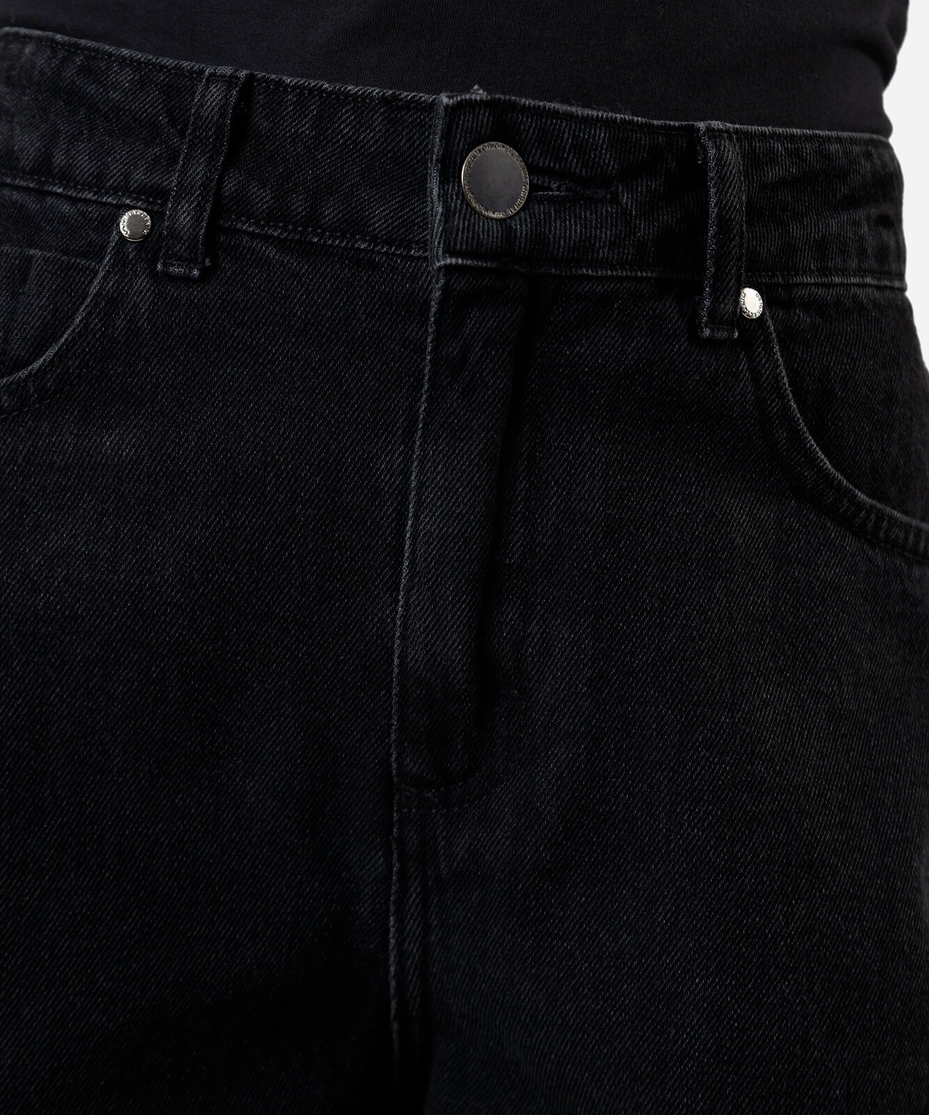 short feminino jeans cintura alta preto