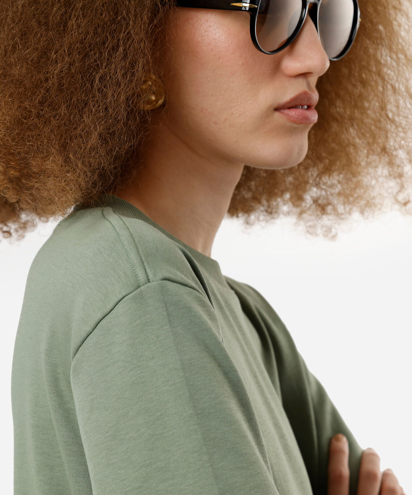 camiseta oversized feminina de algodão peruano interlock verde