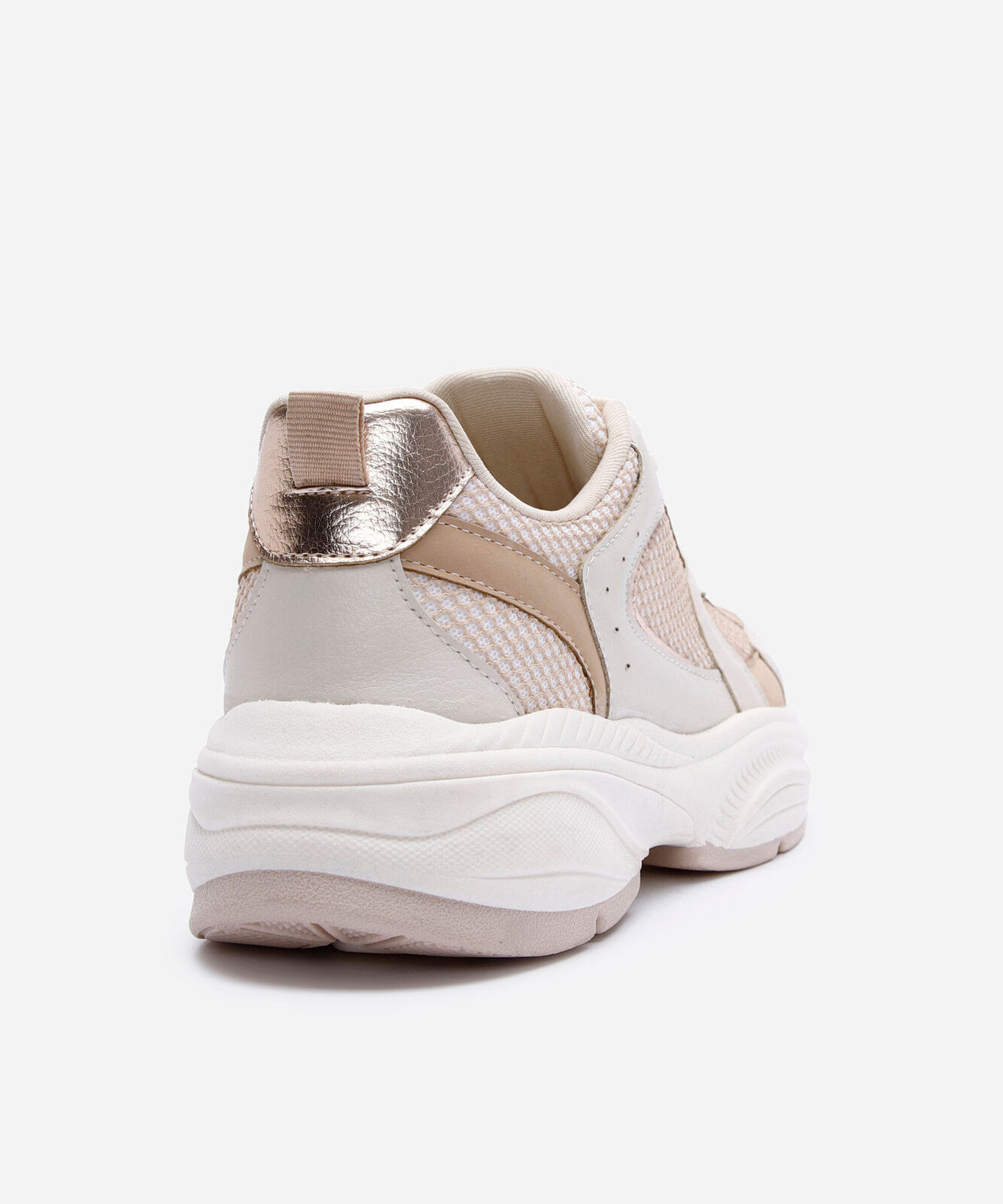 tênis daddy skneakers feminino com recortes bege