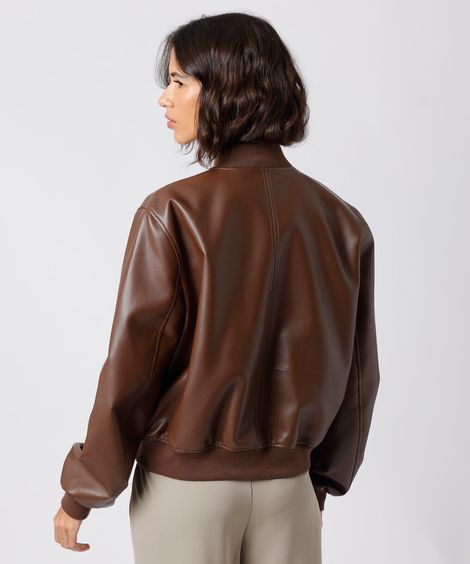 jaqueta bomber de poliuretano mindset marrom