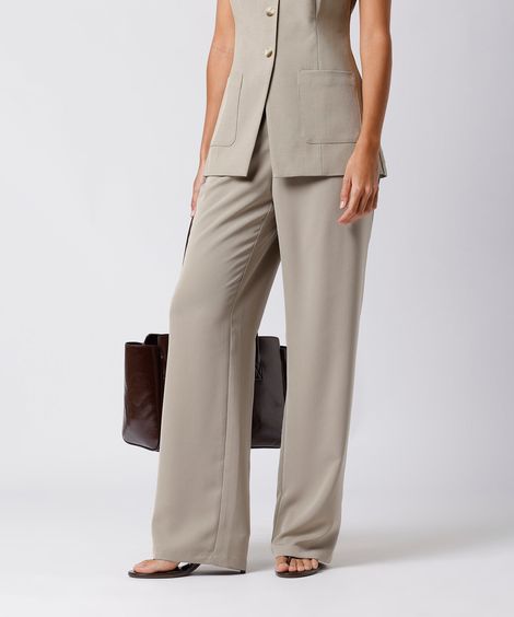 calça de alfaiataria feminina mindset bege