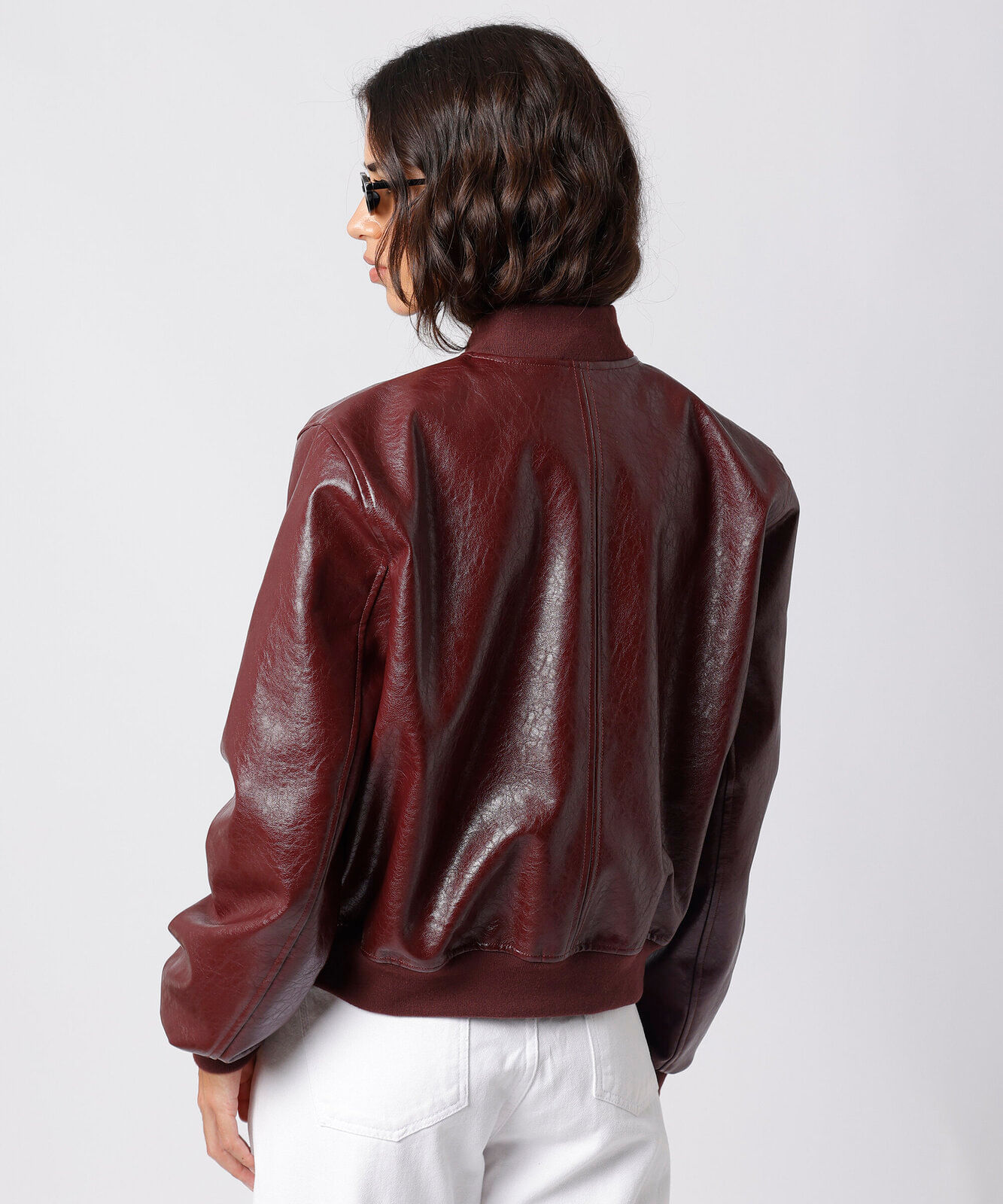 jaqueta bomber feminina de poliuretano mindset vinho