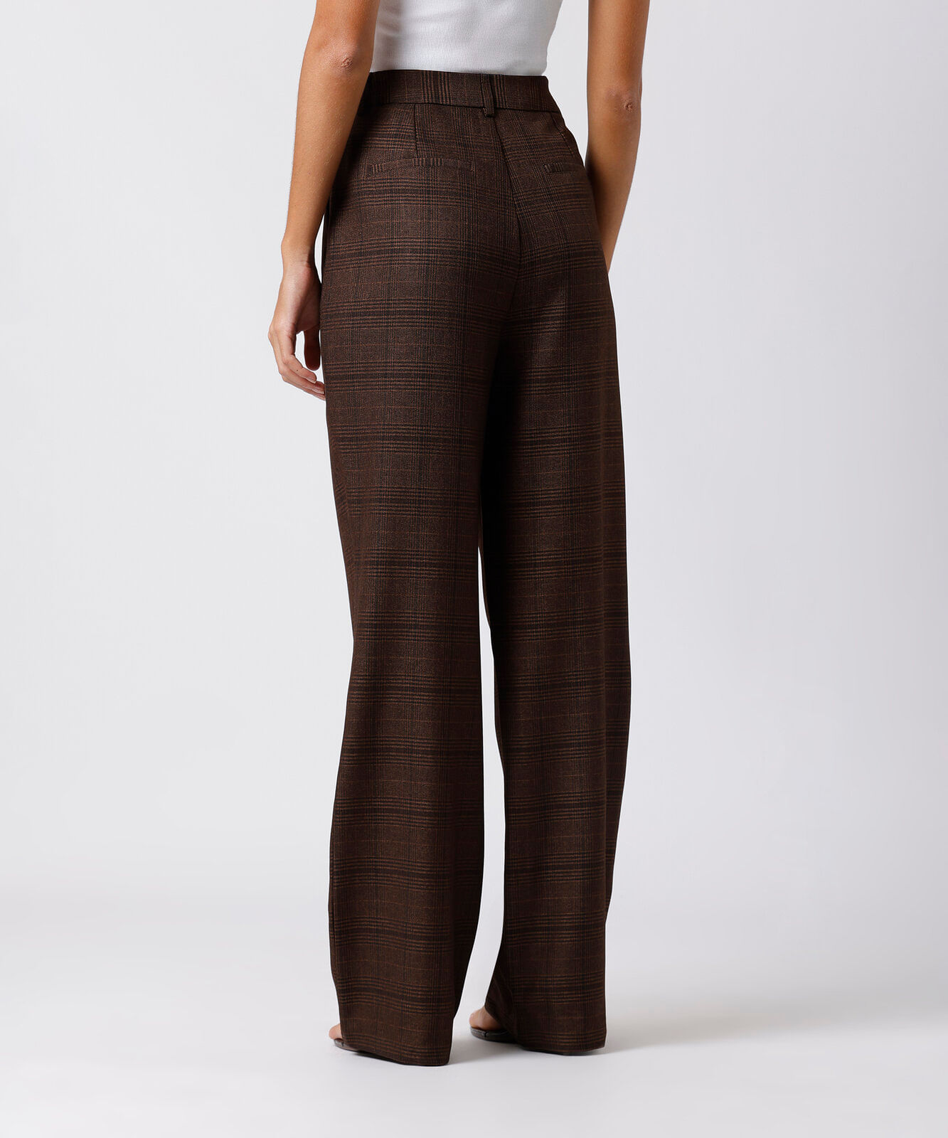 calça de alfaiataria feminina xadrez mindset marrom