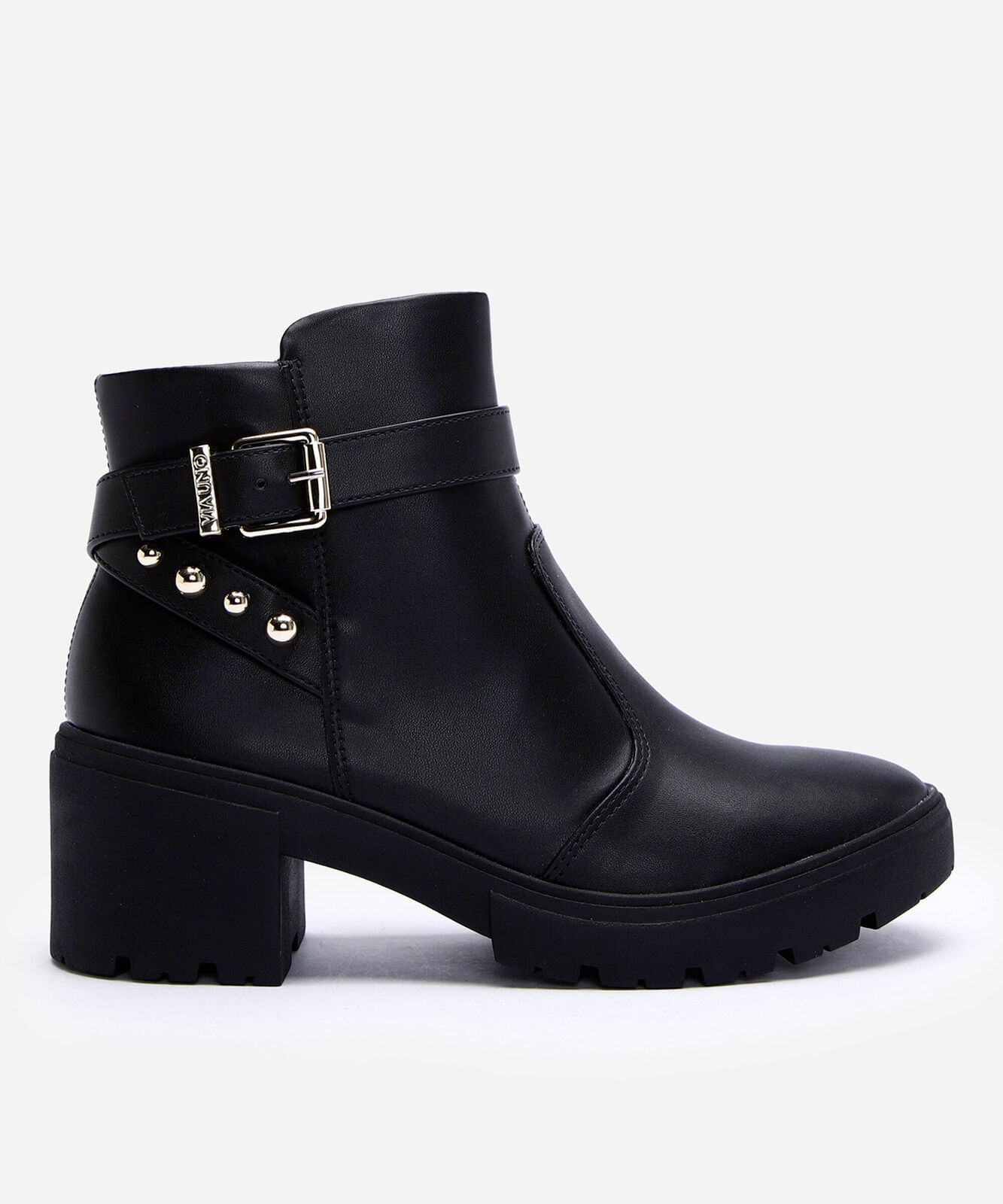bota tratorada com cano curto e fivela preto