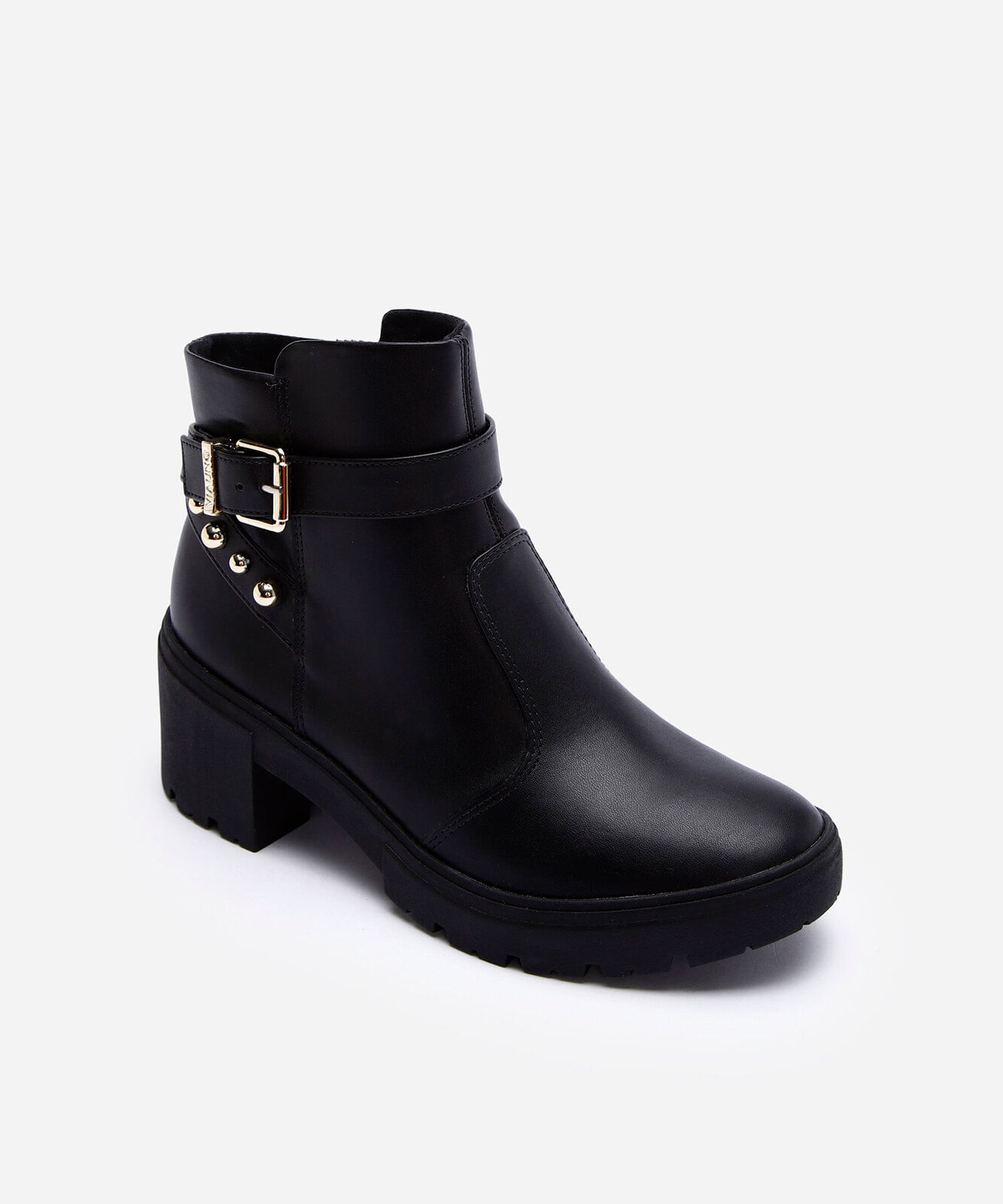 bota tratorada com cano curto e fivela preto