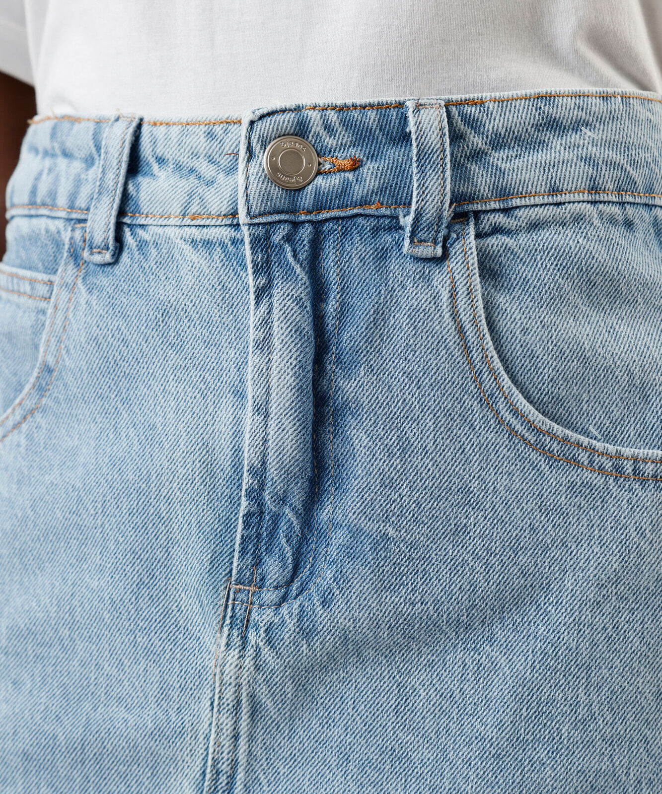 saia feminina cintura alta jeans azul