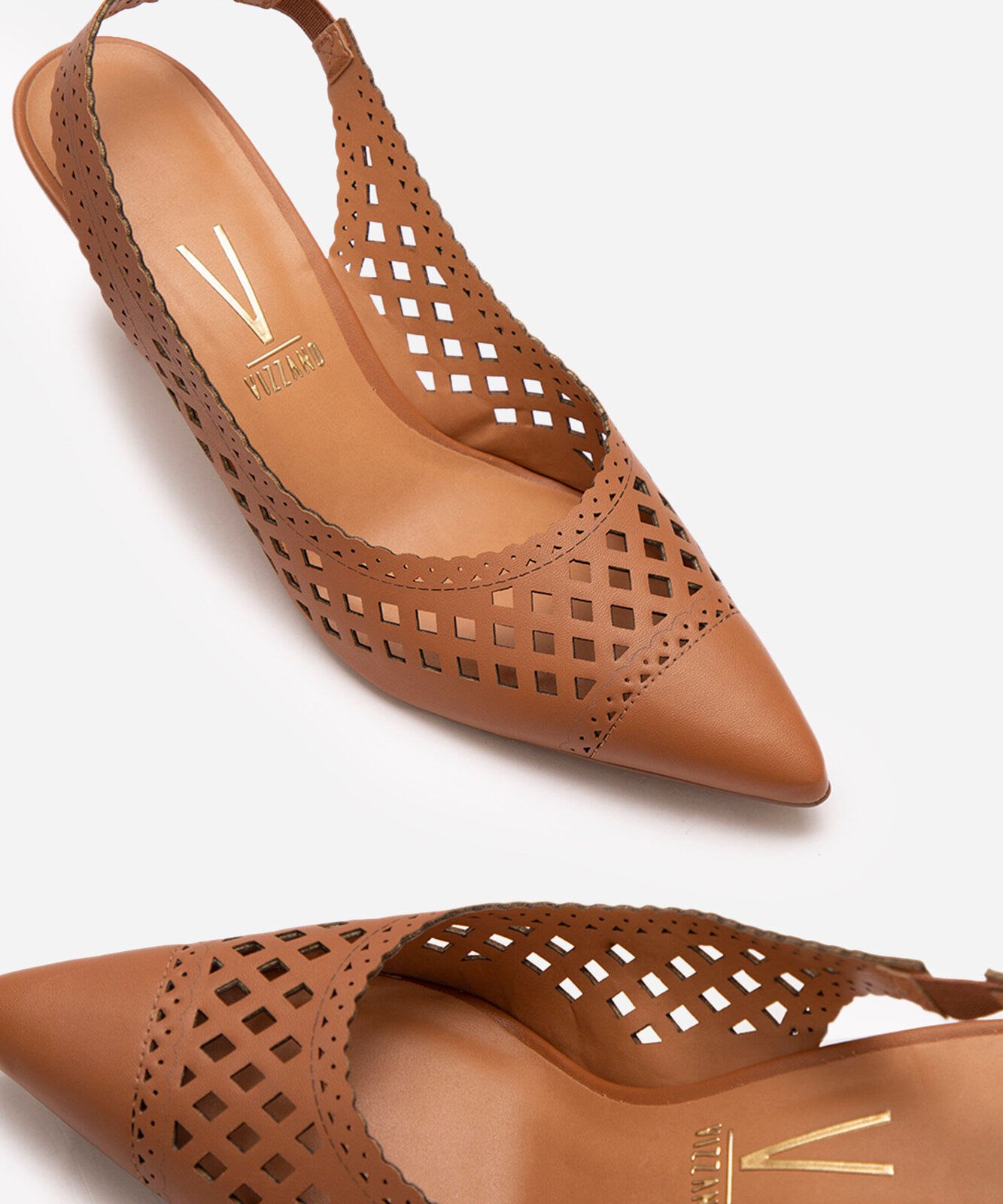 scarpin vizzano com micro furos salto médio fino marrom