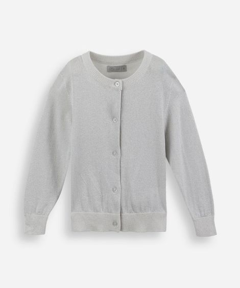 cardigan infantil com lurex prata
