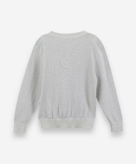 cardigan infantil com lurex prata