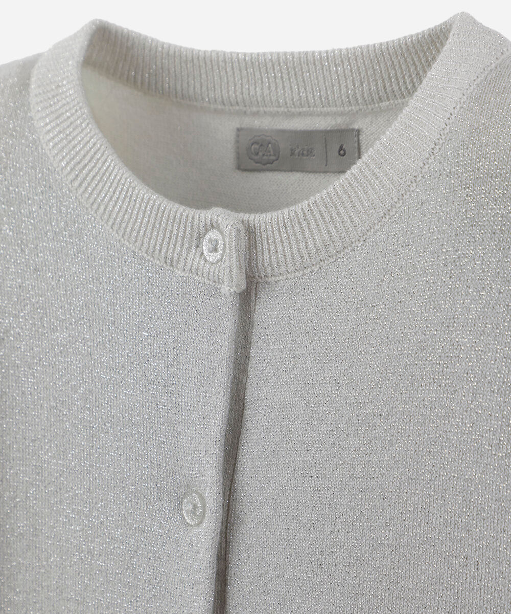 cardigan infantil com lurex prata