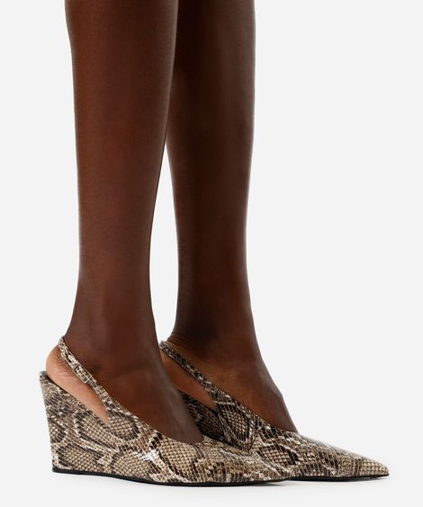 scarpin feminino animal print salto anabela mindset cinza