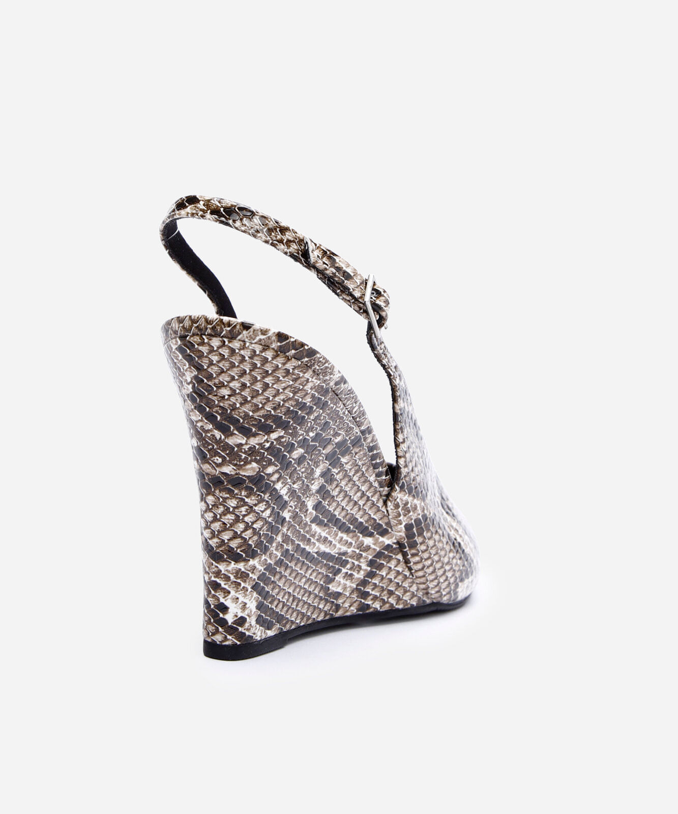 scarpin feminino animal print salto anabela mindset cinza