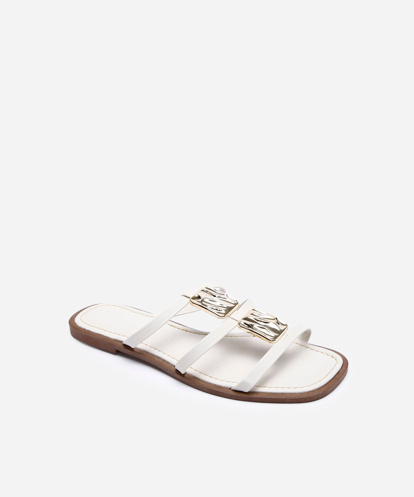 rasteirinha bico quadrado tiras finas off white