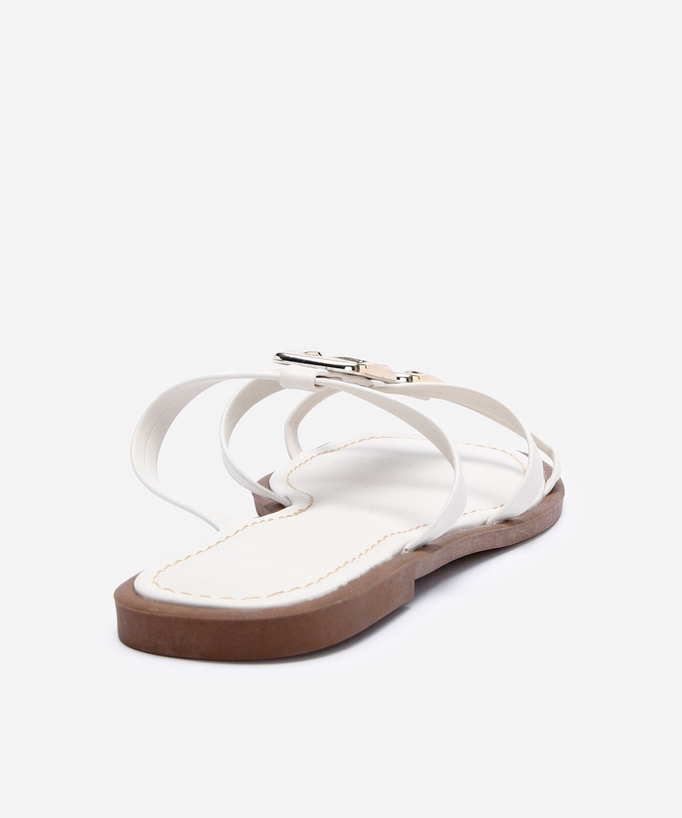 rasteirinha bico quadrado tiras finas off white