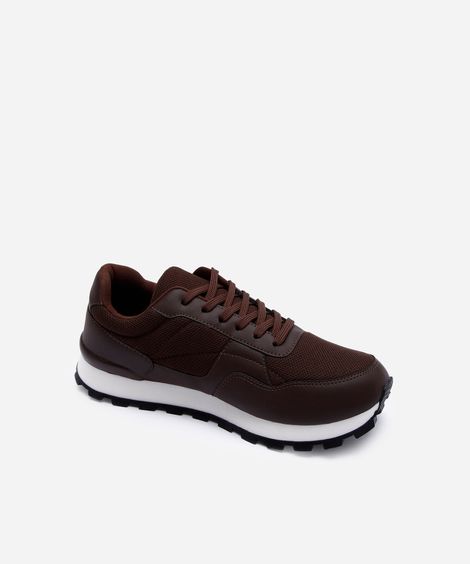 tênis masculino com recortes marrom
