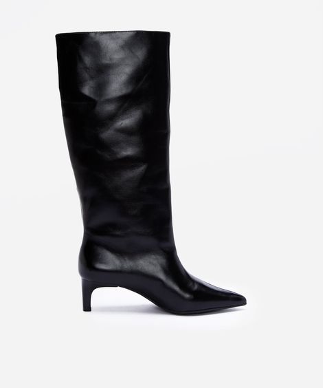 bota feminina cano médio salto kitten preto