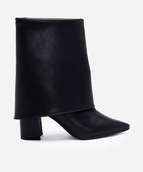 bota feminina com dobra e salto bloco preto