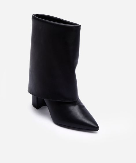 bota feminina com dobra e salto bloco preto