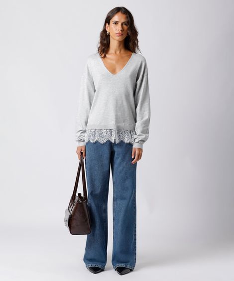 calça reta feminina jeans mindset azul