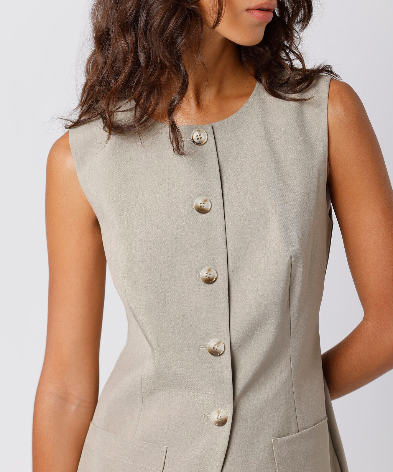 colete de alfaiataria feminino alongado mindset bege