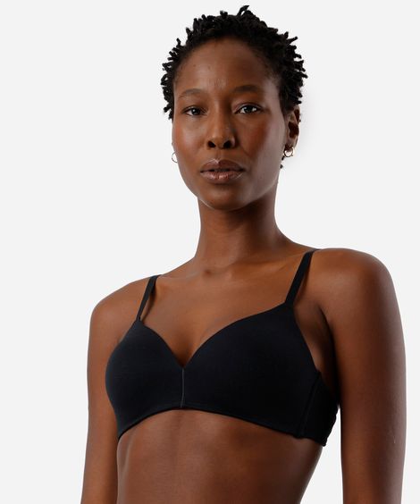 sutiã triângulo feminino em algodão com bojo preto