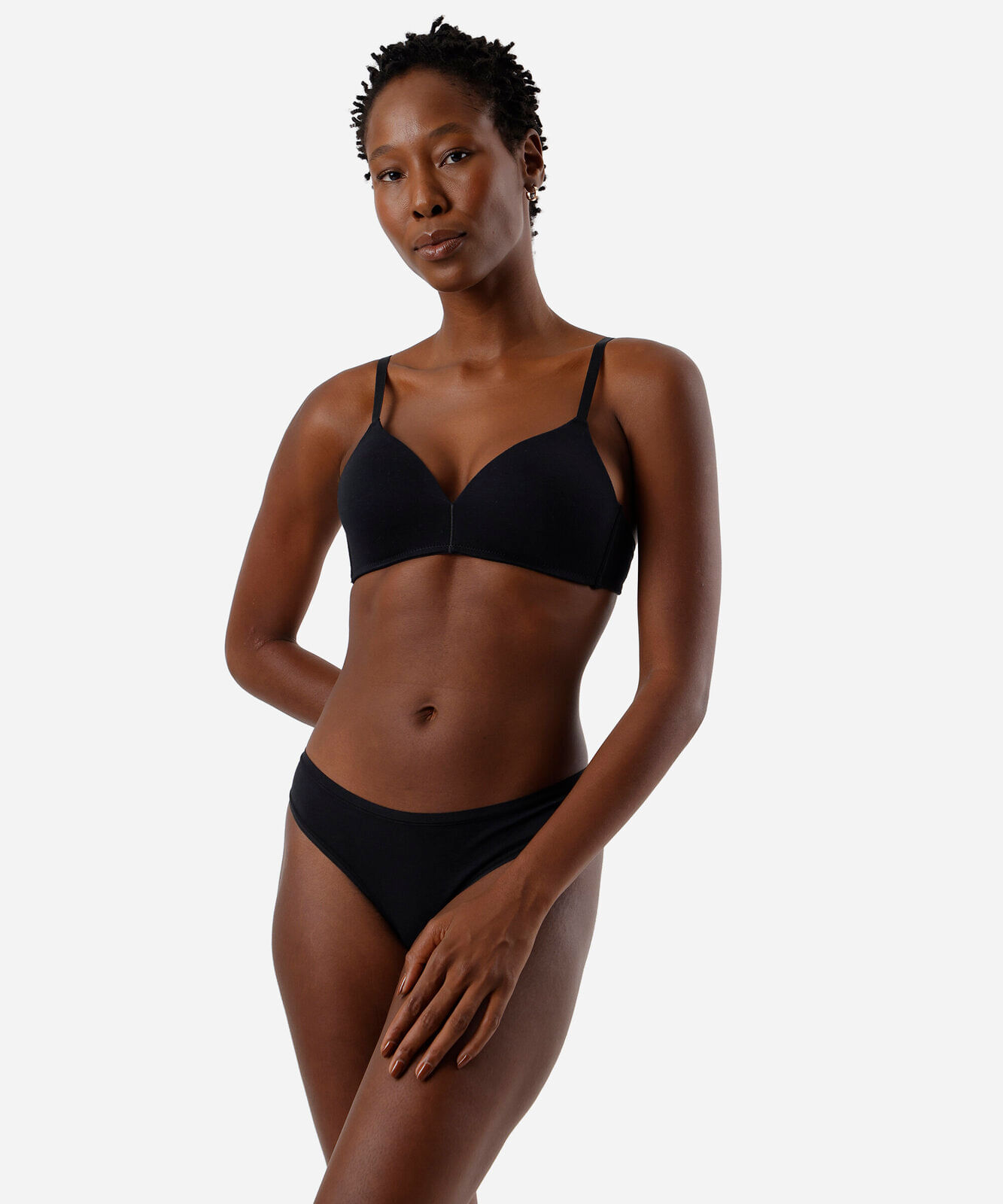 sutiã triângulo feminino em algodão com bojo preto