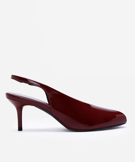 scarpin peep toe slingback vinho