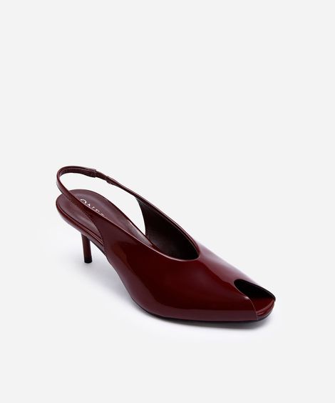 scarpin peep toe slingback vinho