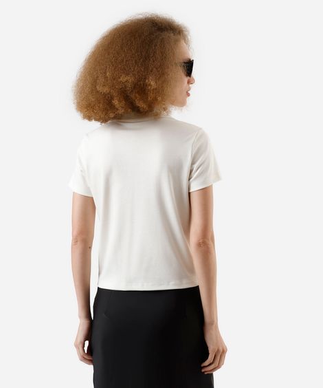 polo feminina de algodão peruano manga curta básica off white