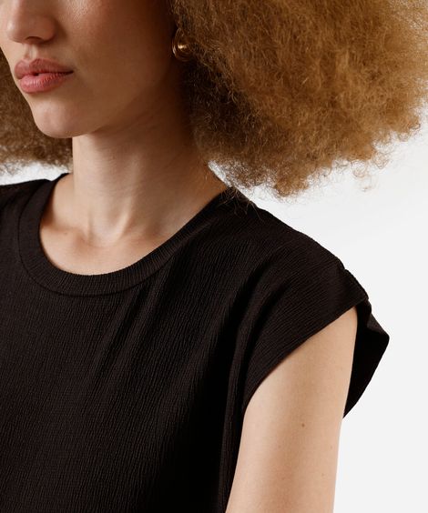 vestido midi feminino muscle tee texturizado marrom