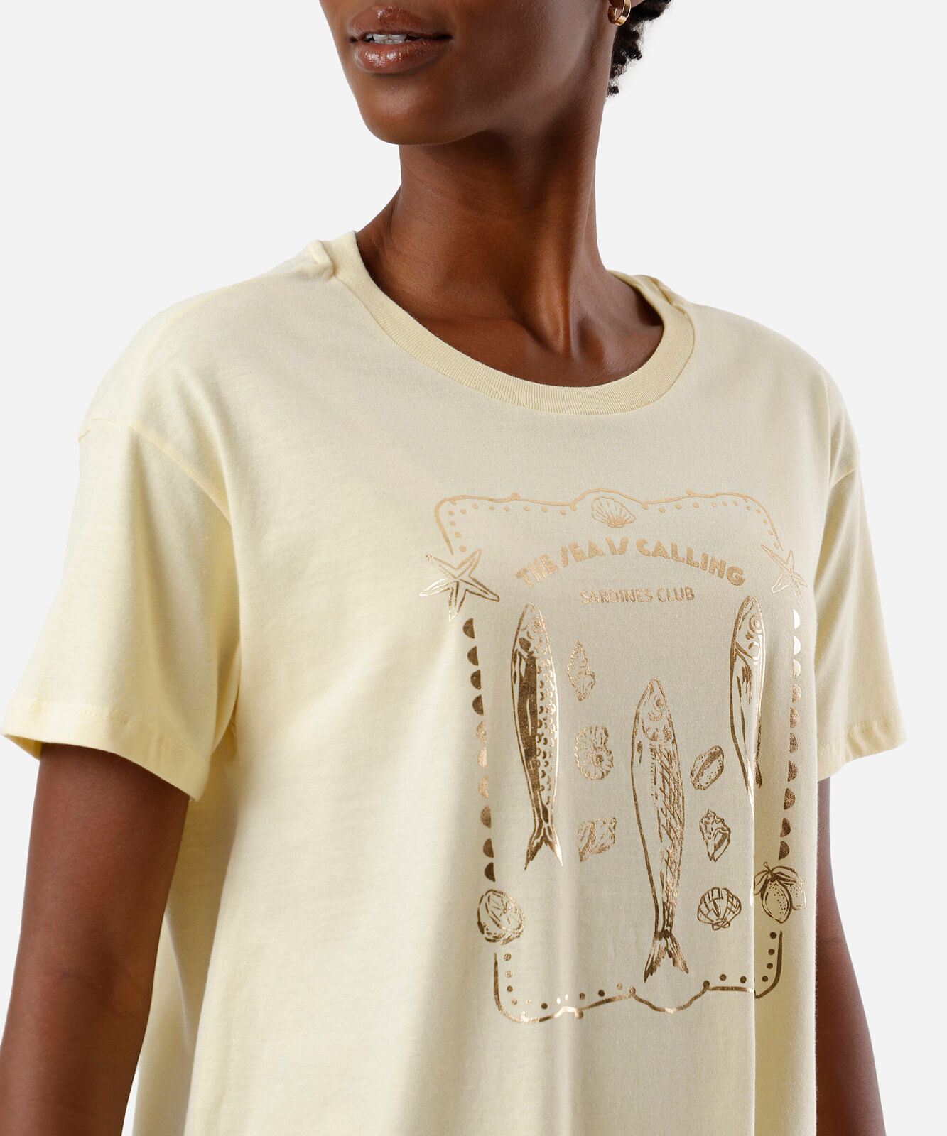 camisetão de pijama feminino sardinha amarelo