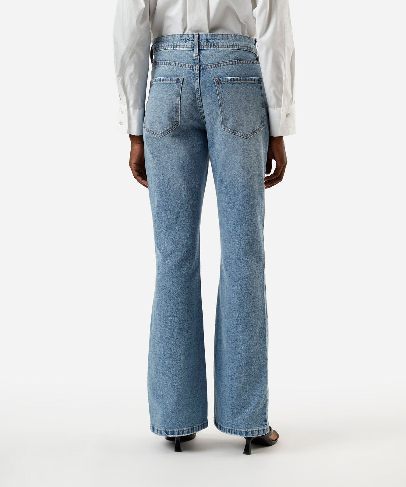 calça flare feminina jeans cintura alta azul