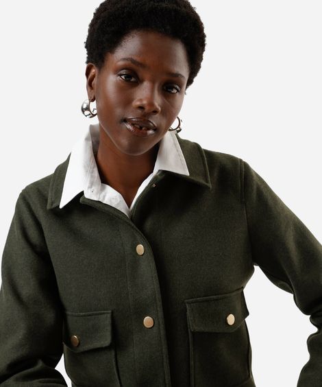 jaqueta feminina texturizada verde