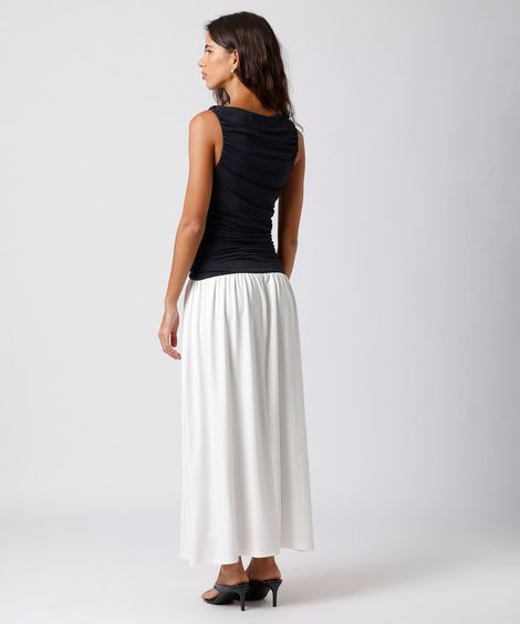 vestido midi feminino franzido mindset colorido