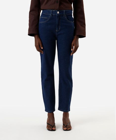 calça jeans feminina mom fit cintura super alta azul