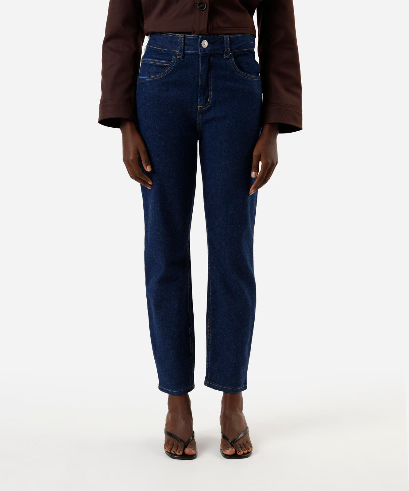 calça jeans feminina mom fit cintura super alta azul