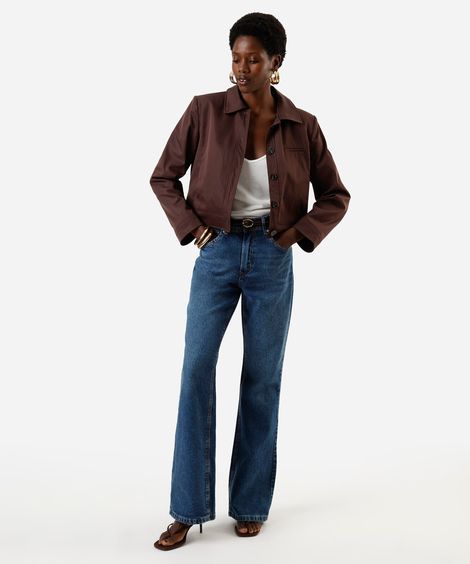 calça flare feminina jeans cintura alta azul