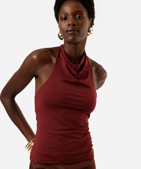 regata frente única feminina decote degagê vinho